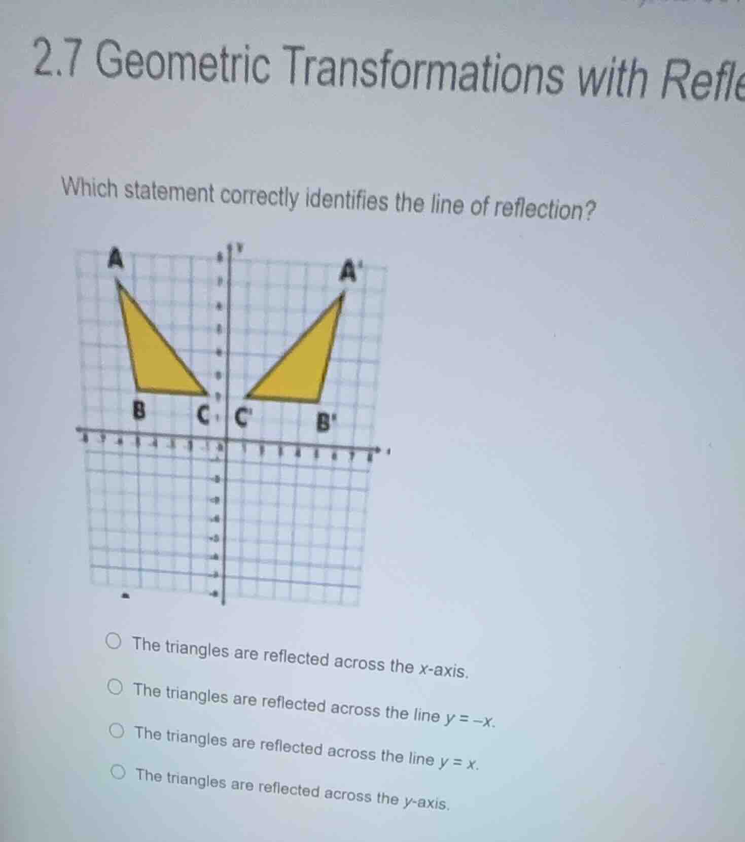 2.7 geometric transformations with refle which statement correctly iden…