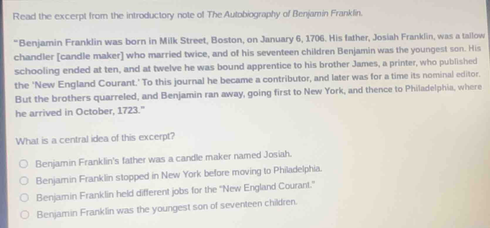 read the excerpt from the introductory note of the autobiography of ben…