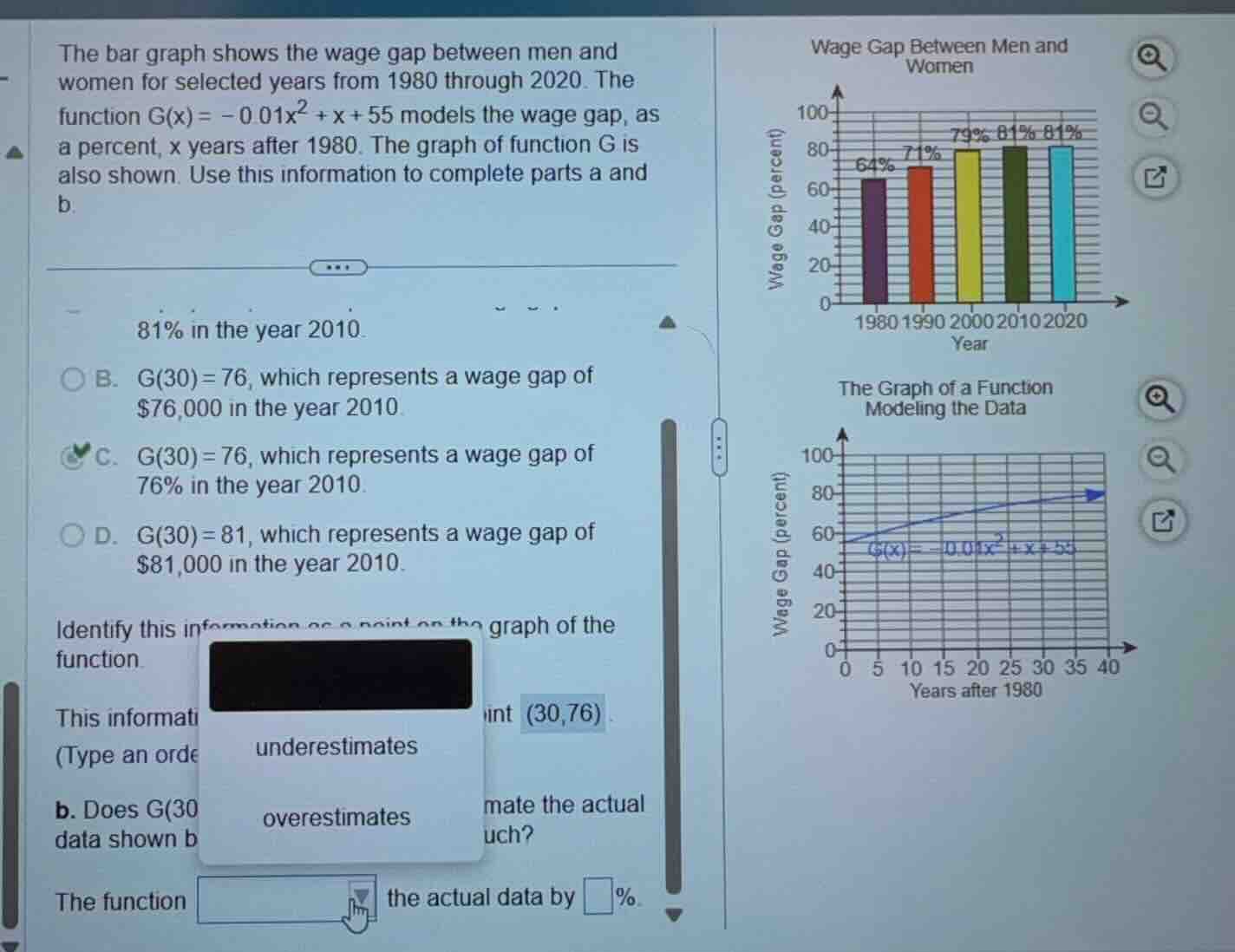the bar graph shows the wage gap between men and women for selected yea…