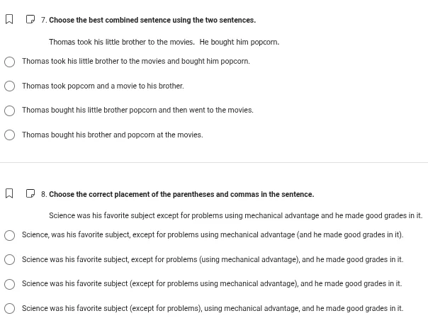 7. choose the best combined sentence using the two sentences. thomas to…