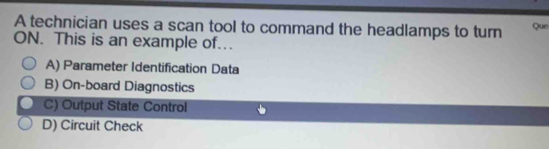 a technician uses a scan tool to command the headlamps to turn on. this…