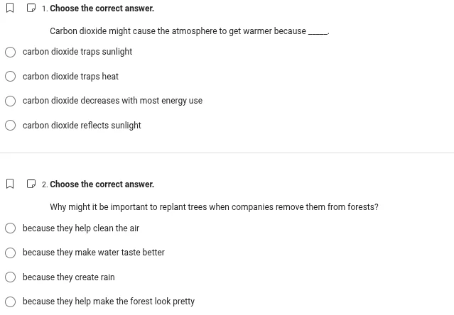 1. choose the correct answer. carbon dioxide might cause the atmosphere…