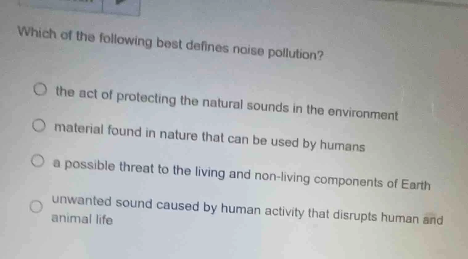 which of the following best defines noise pollution? the act of protect…