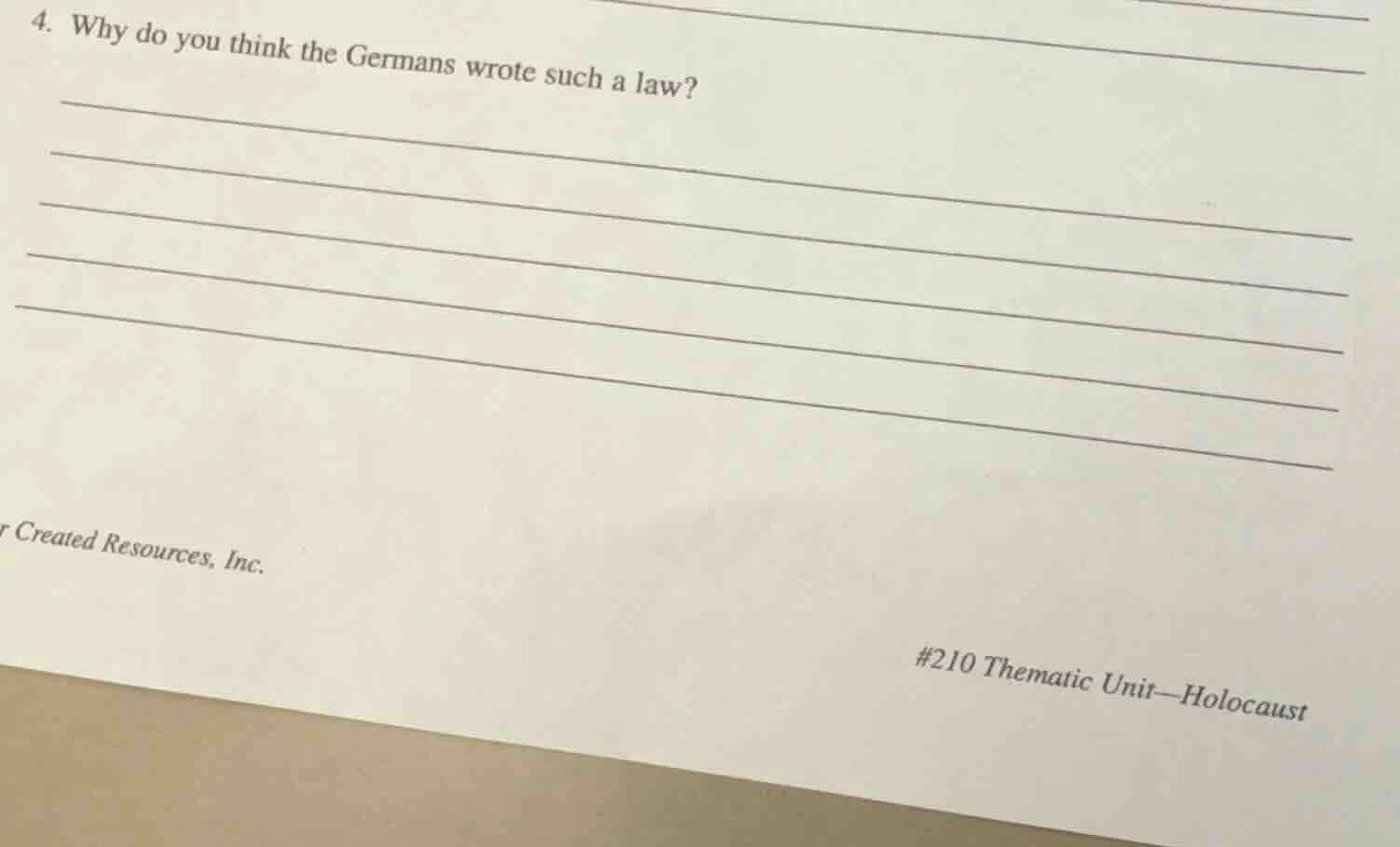 4. why do you think the germans wrote such a law? r created resources, …