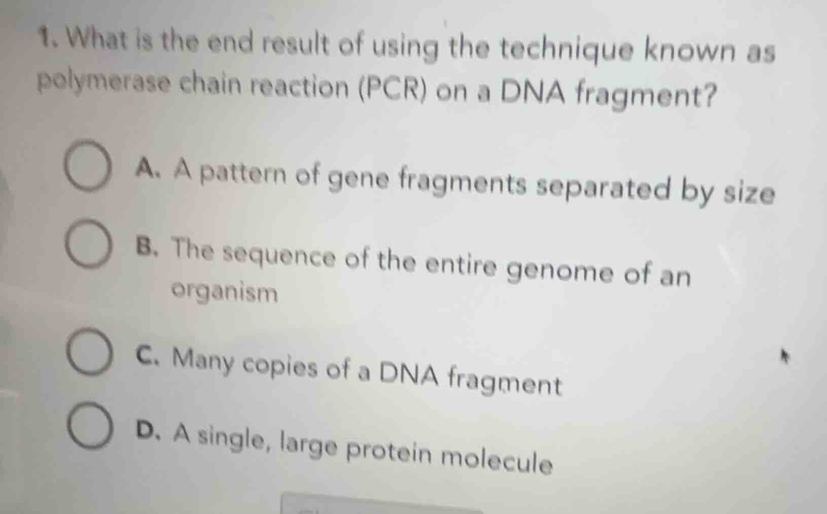 1. what is the end result of using the technique known as polymerase ch…