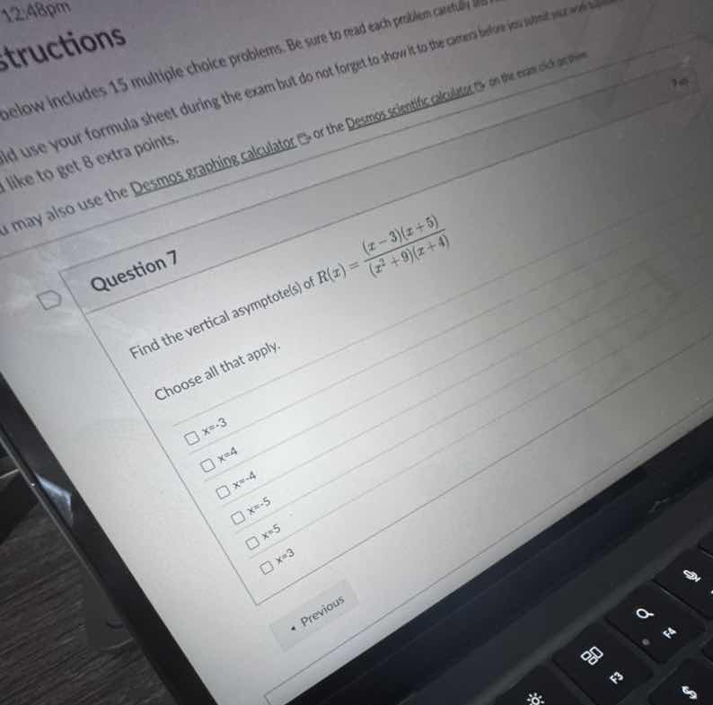 question 7 find the vertical asymptote(s) of ( r(x) = \frac{(x - 3)(x +…