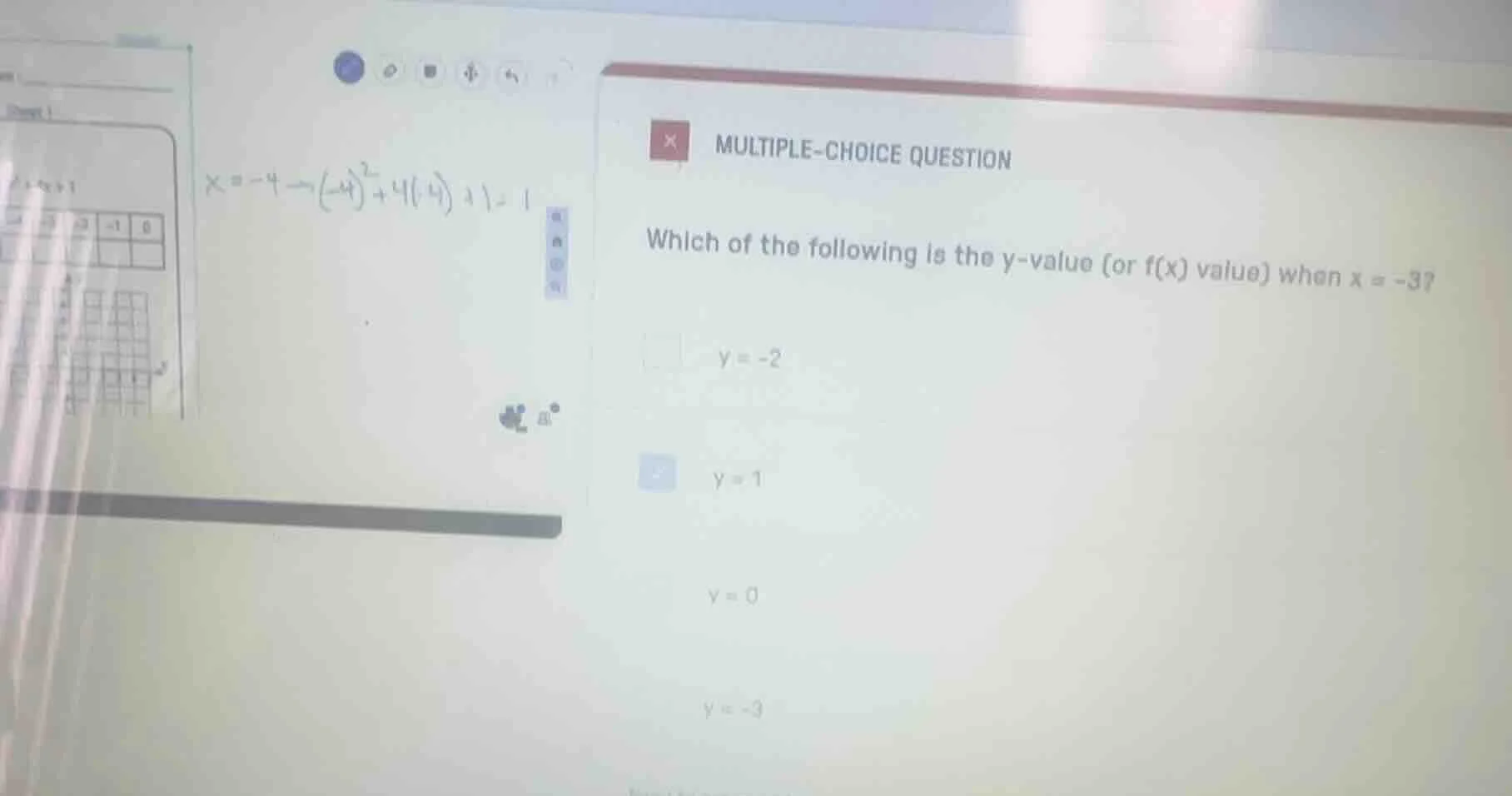 multiple-choice question which of the following is the y - value (or f(…