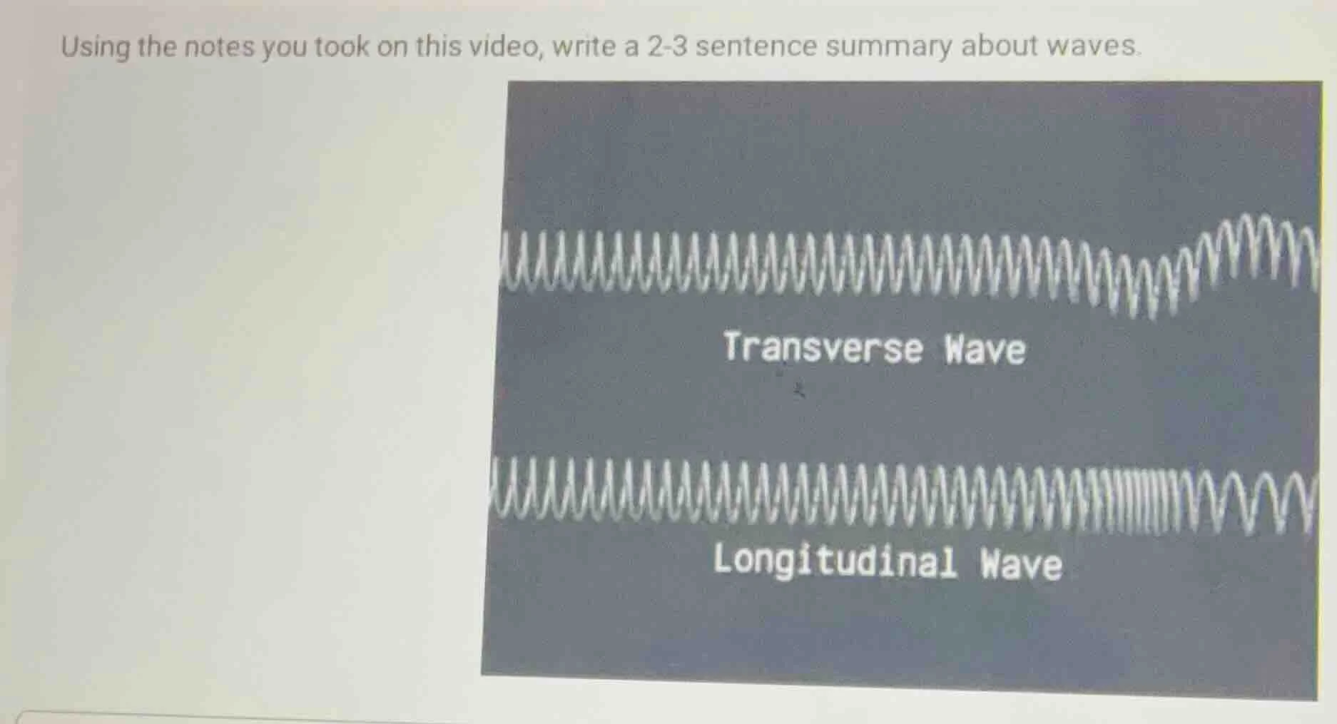using the notes you took on this video, write a 2-3 sentence summary ab…