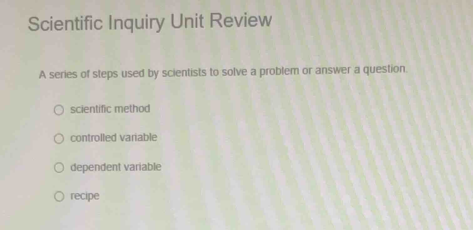 scientific inquiry unit review a series of steps used by scientists to …
