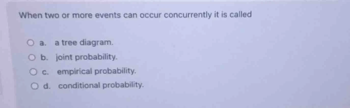 when two or more events can occur concurrently it is called a. a tree d…