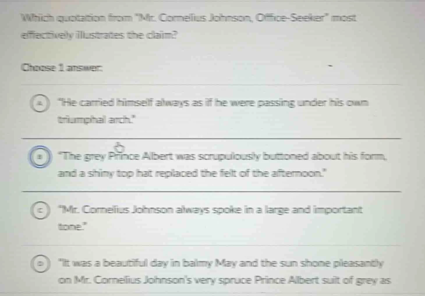 which quotation from \mr. cornelius johnson, office - seeker\ most effe…