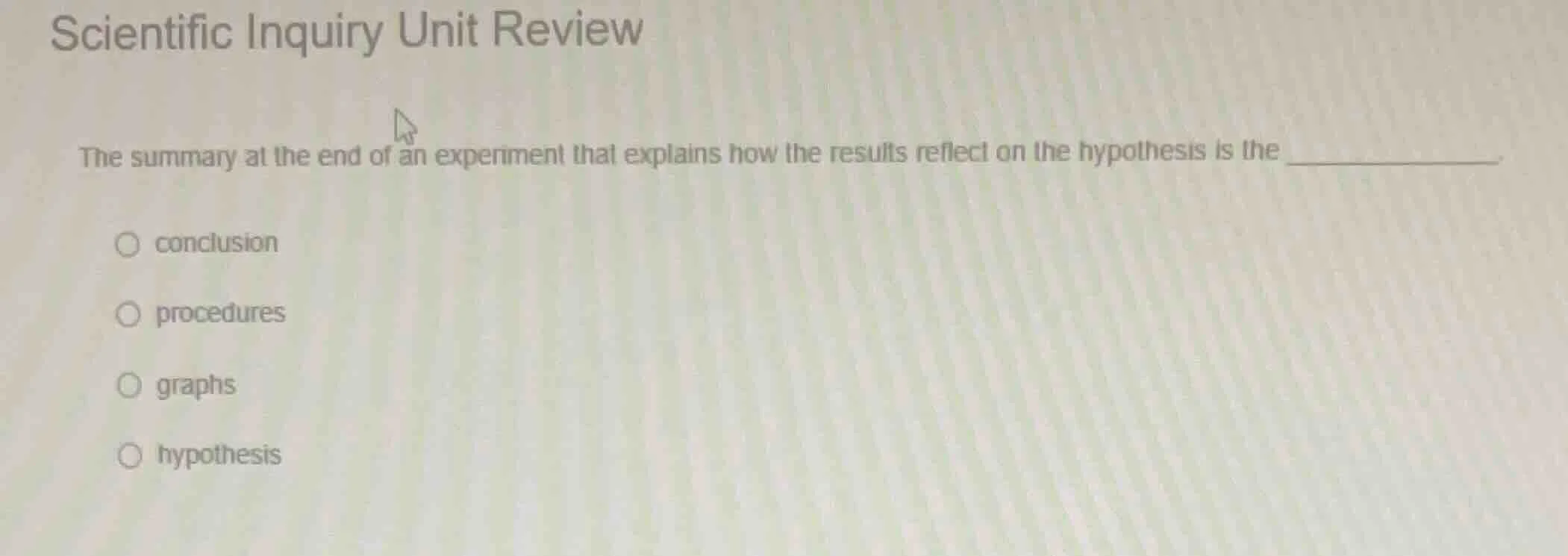 scientific inquiry unit review the summary at the end of an experiment …