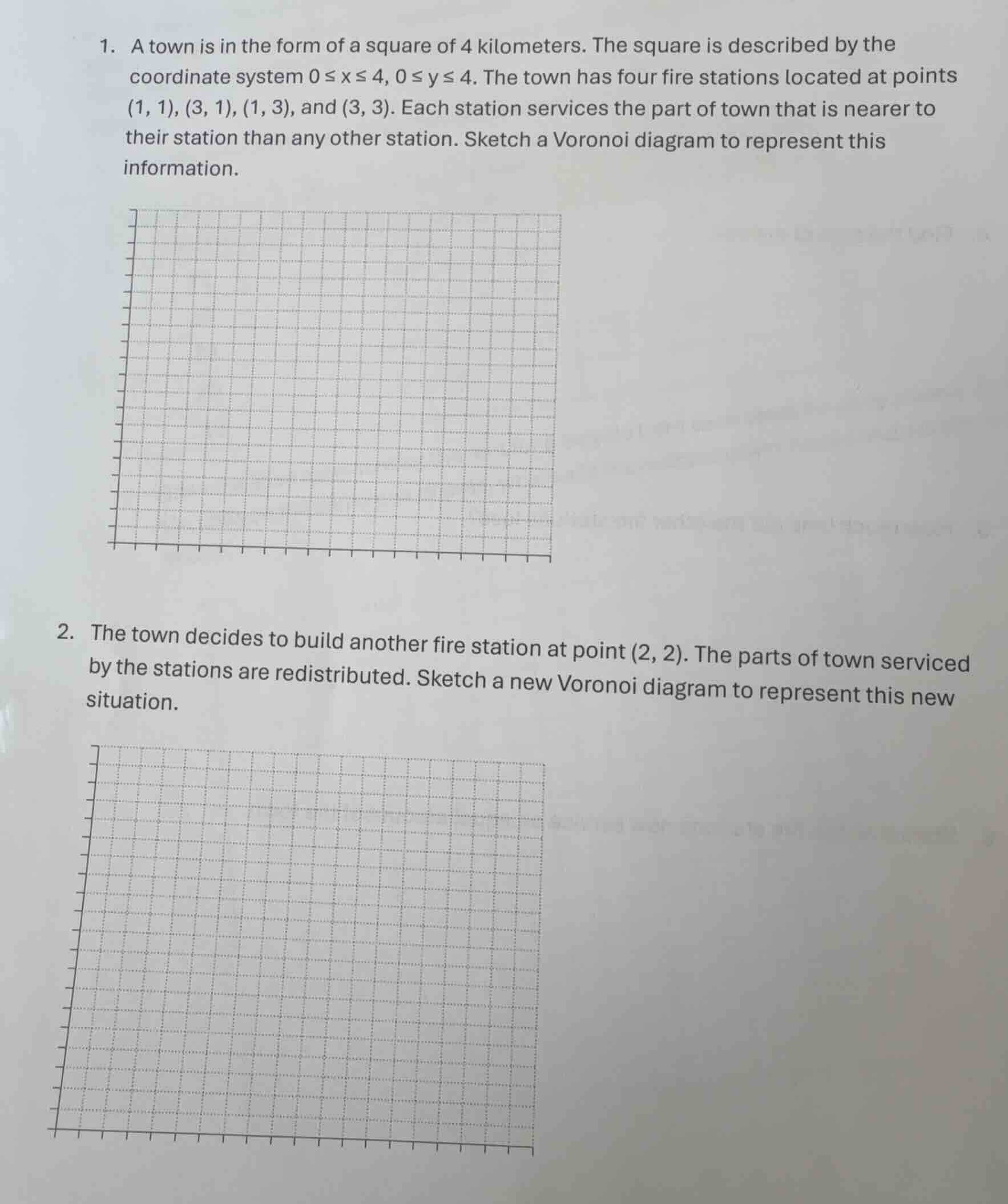1. a town is in the form of a square of 4 kilometers. the square is des…