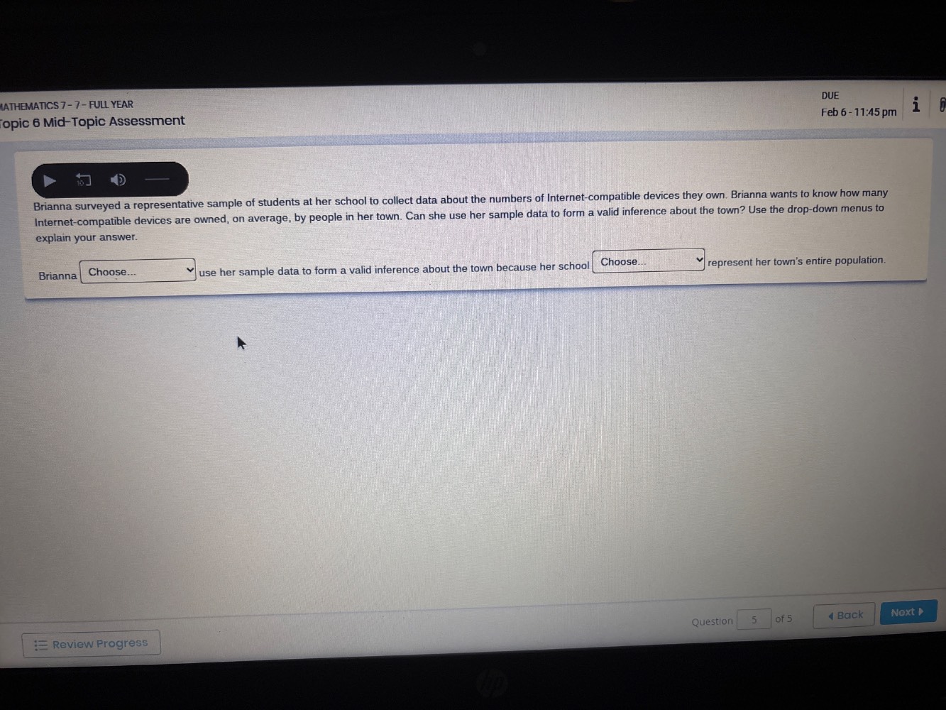 brianna surveyed a representative sample of students at her school to c…