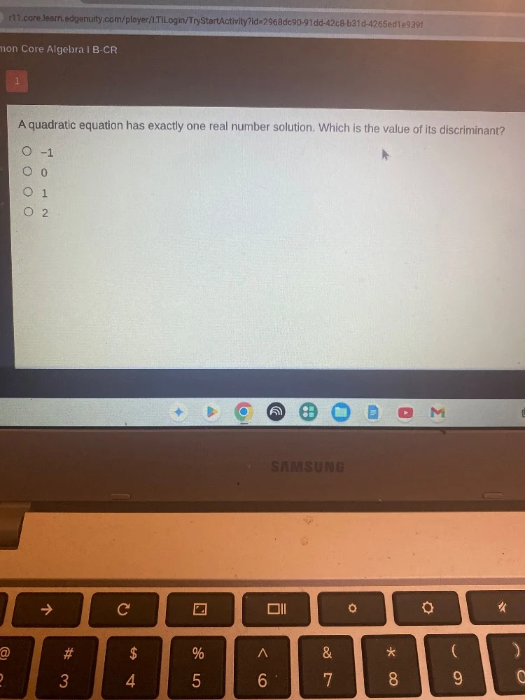 a quadratic equation has exactly one real number solution. which is the…