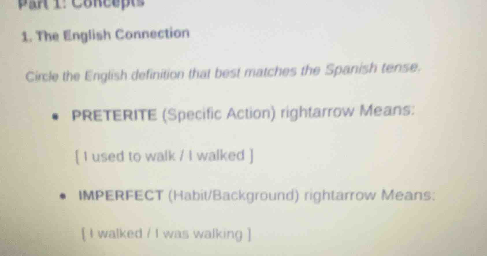 part 1: concepts 1. the english connection circle the english definitio…