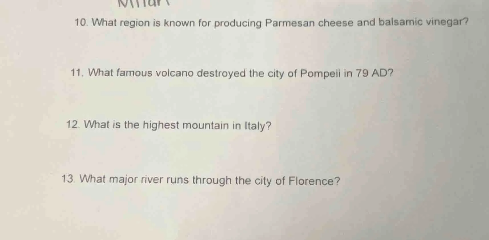 10. what region is known for producing parmesan cheese and balsamic vin…