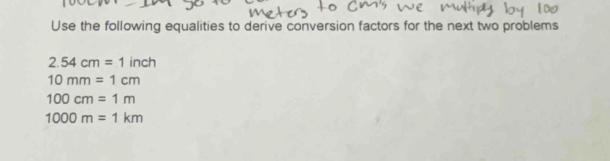 use the following equalities to derive conversion factors for the next …