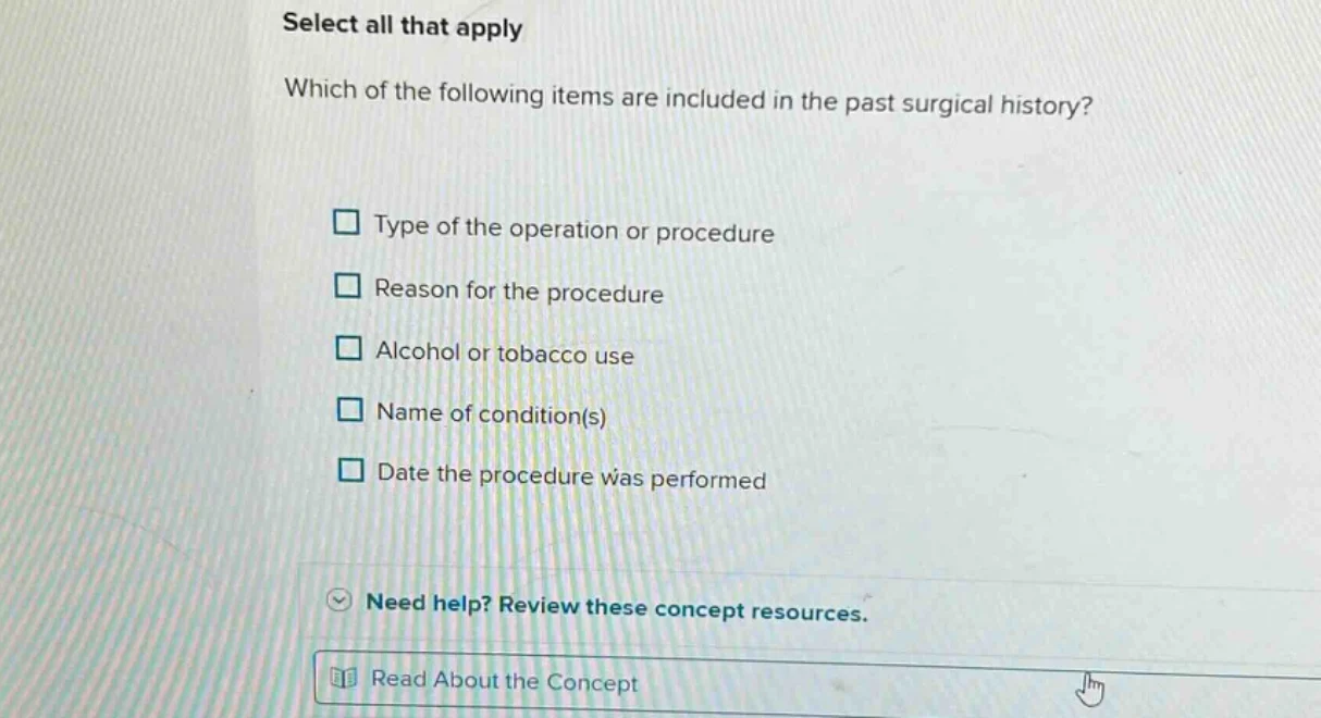 select all that apply which of the following items are included in the …