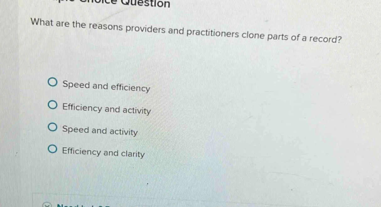 question what are the reasons providers and practitioners clone parts o…