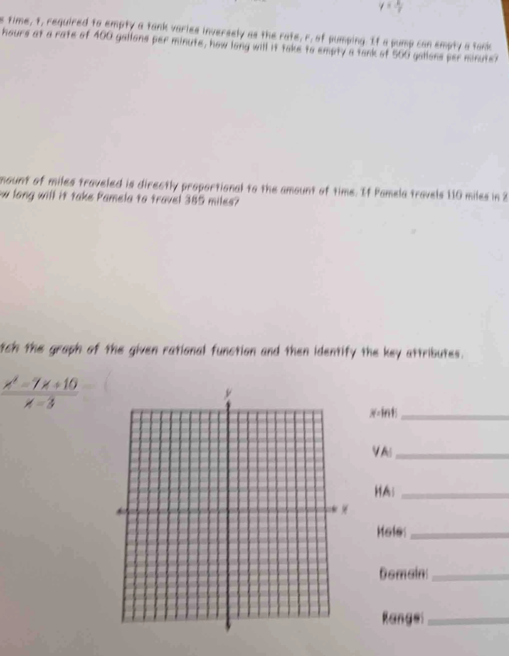 time, t, required to empty a tank varies inversely as the rate, f, of p…