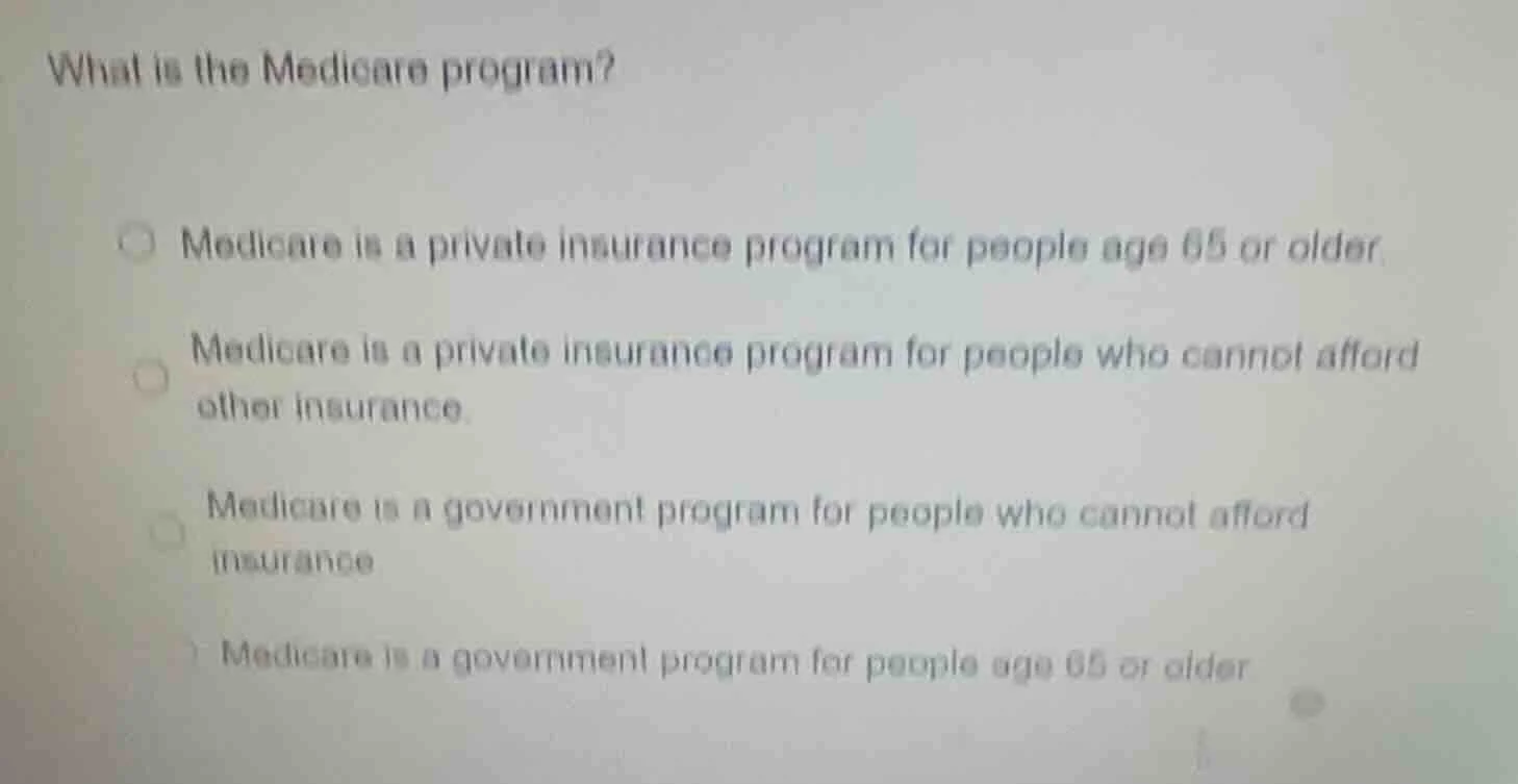 what is the medicare program? medicare is a private insurance program f…