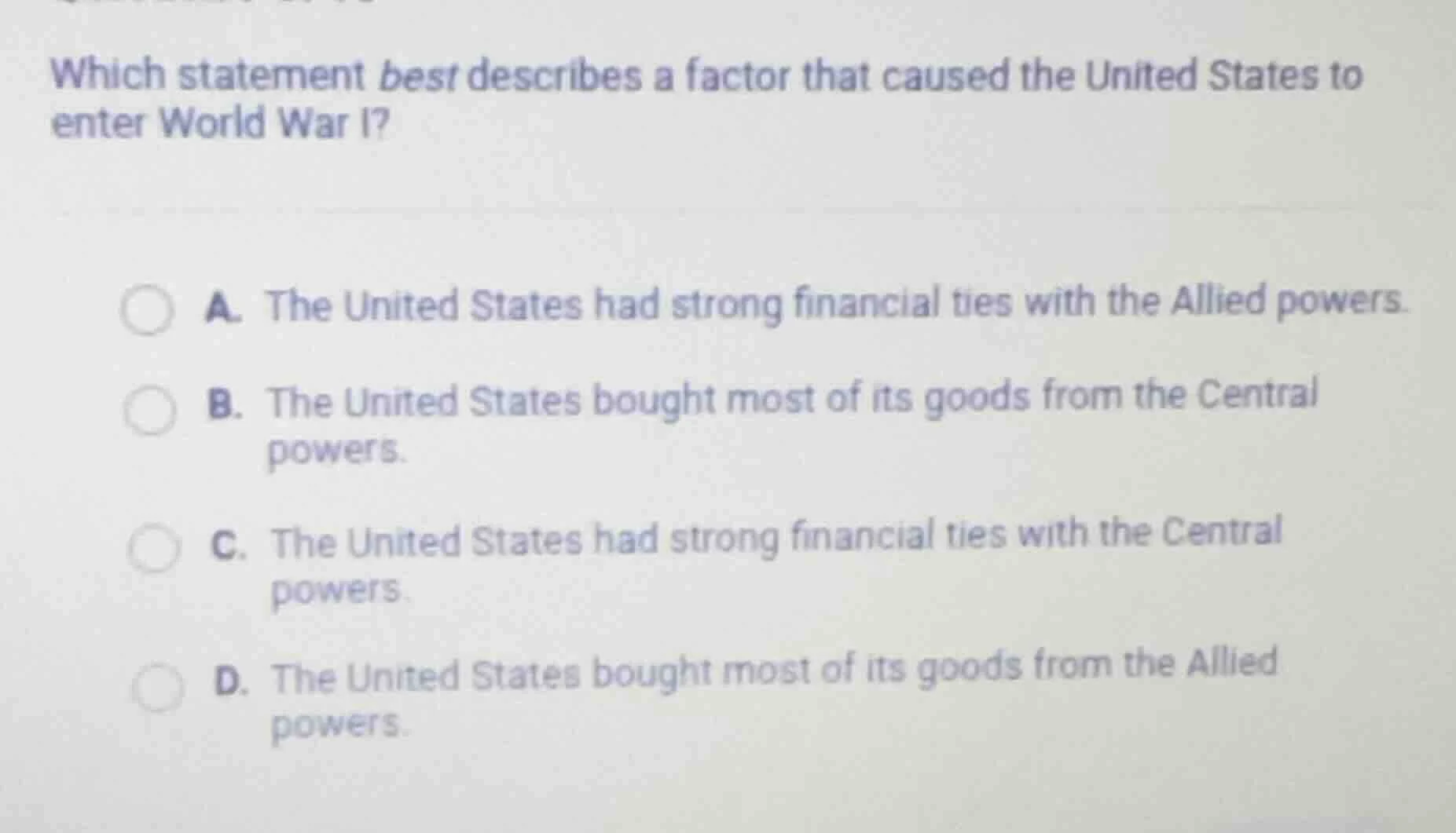 which statement best describes a factor that caused the united states t…