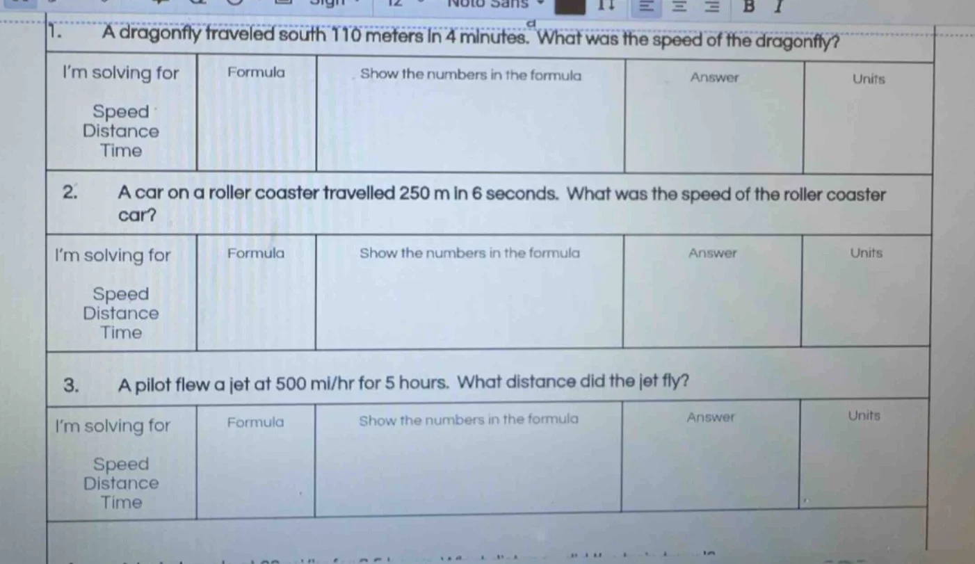 1. a dragonfly traveled south 110 meters in 4 minutes. what was the spe…