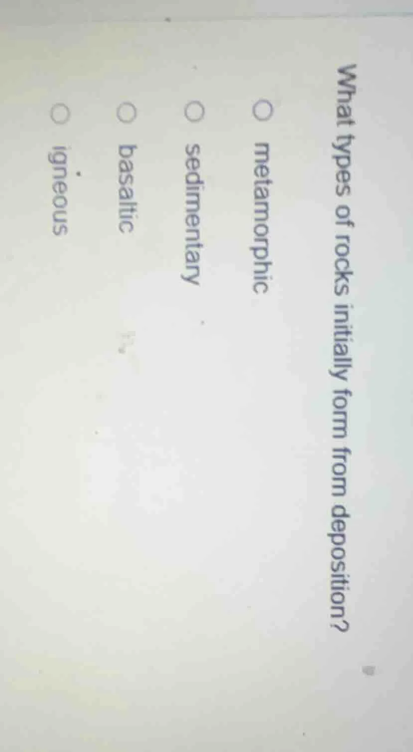 what types of rocks initially form from deposition? metamorphic sedimen…