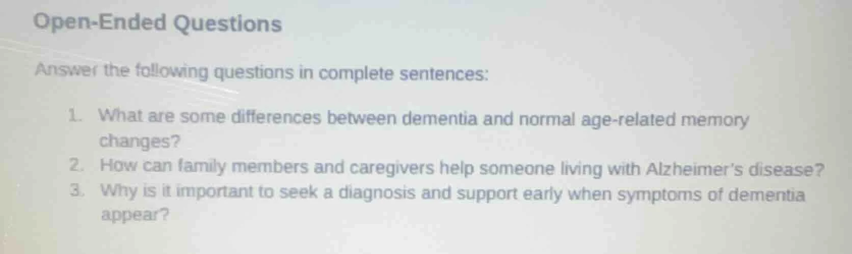 open - ended questions answer the following questions in complete sente…