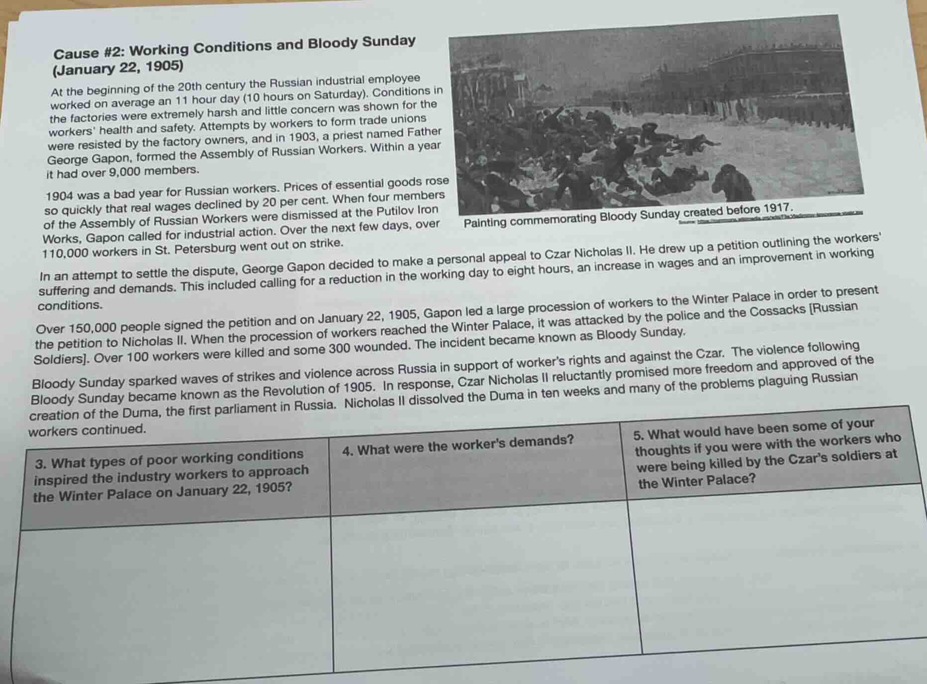 cause #2: working conditions and bloody sunday (january 22, 1905) at th…