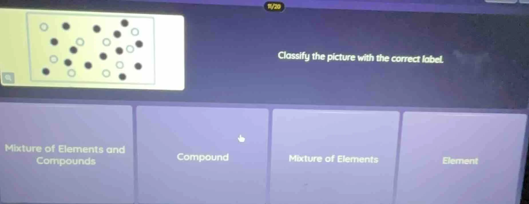 classify the picture with the correct label. mixture of elements and co…
