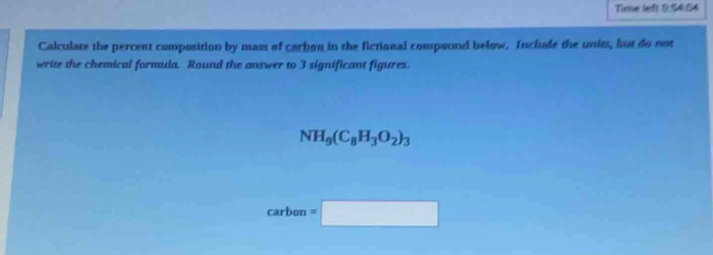 calculate the percent composition by mass of carbon in the fictional co…