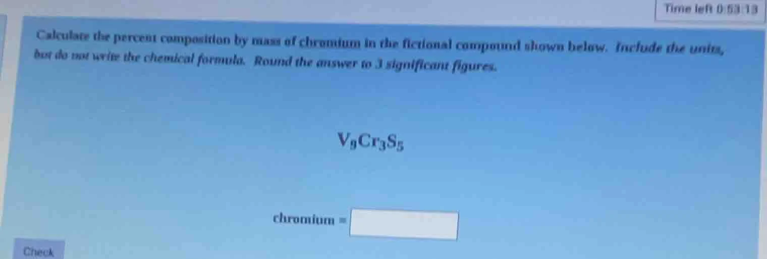 calculate the percent composition by mass of chromium in the fictional …
