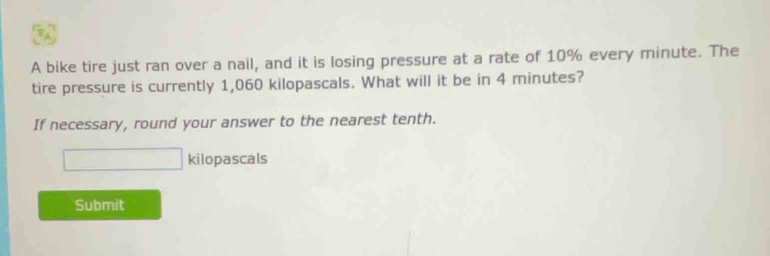 a bike tire just ran over a nail, and it is losing pressure at a rate o…
