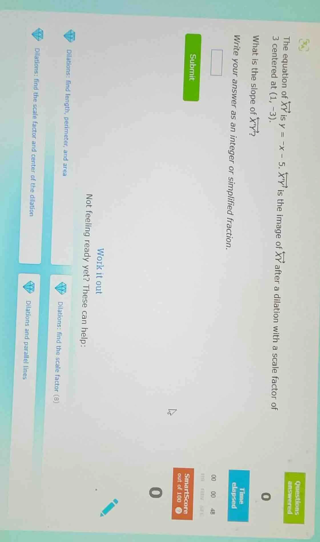the equation of (overleftrightarrow{xy}) is (y = -x - 5). (overleftrigh…
