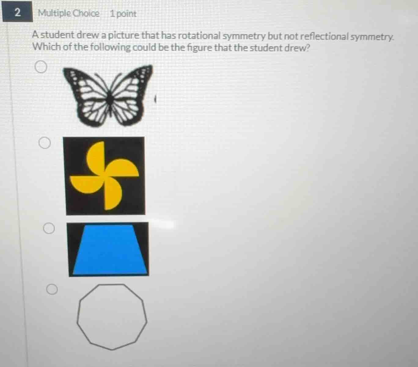 a student drew a picture that has rotational symmetry but not reflectio…