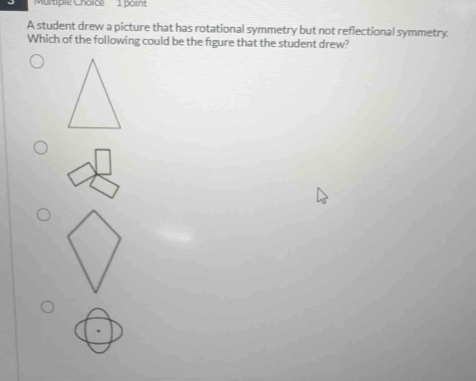 a student drew a picture that has rotational symmetry but not reflectio…