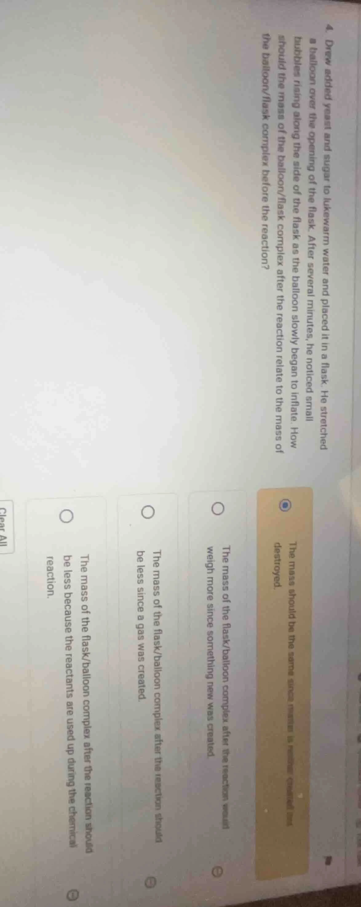 4. drew added yeast and sugar to lukewarm water and placed it in a flas…