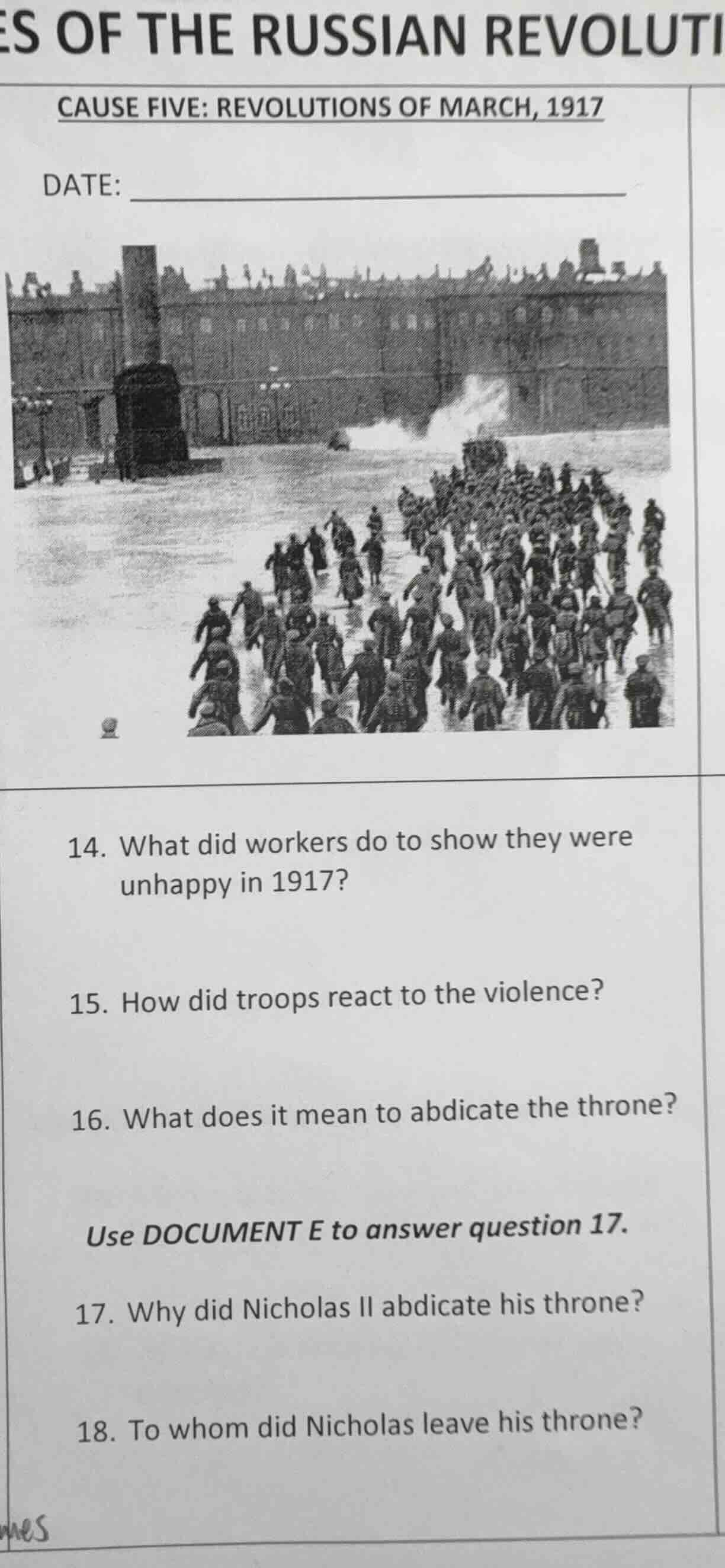 es of the russian revoluti cause five: revolutions of march, 1917 date:…