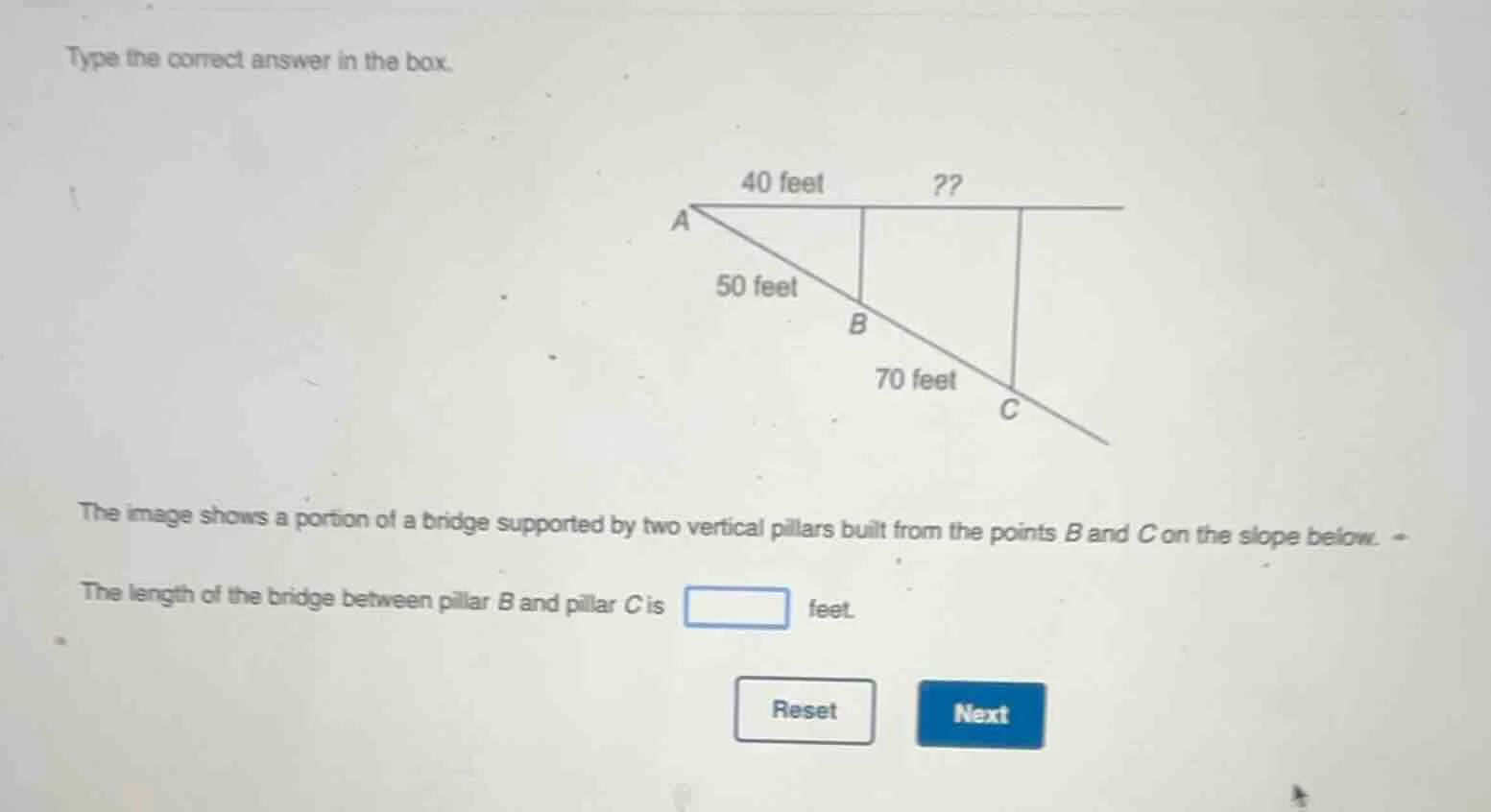 type the correct answer in the box. the image shows a portion of a brid…