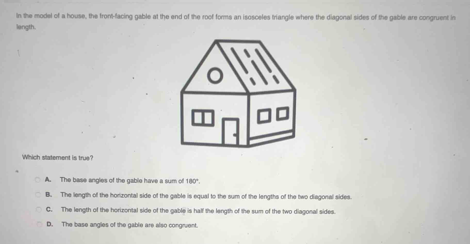 in the model of a house, the front - facing gable at the end of the roo…