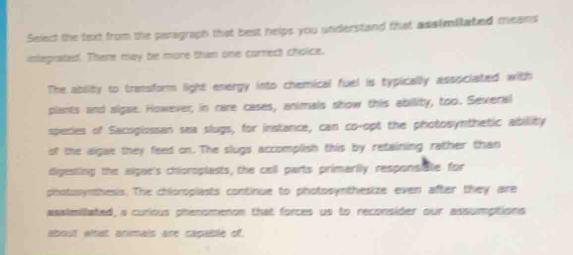 select the text from the paragraph that best helps you understand that …