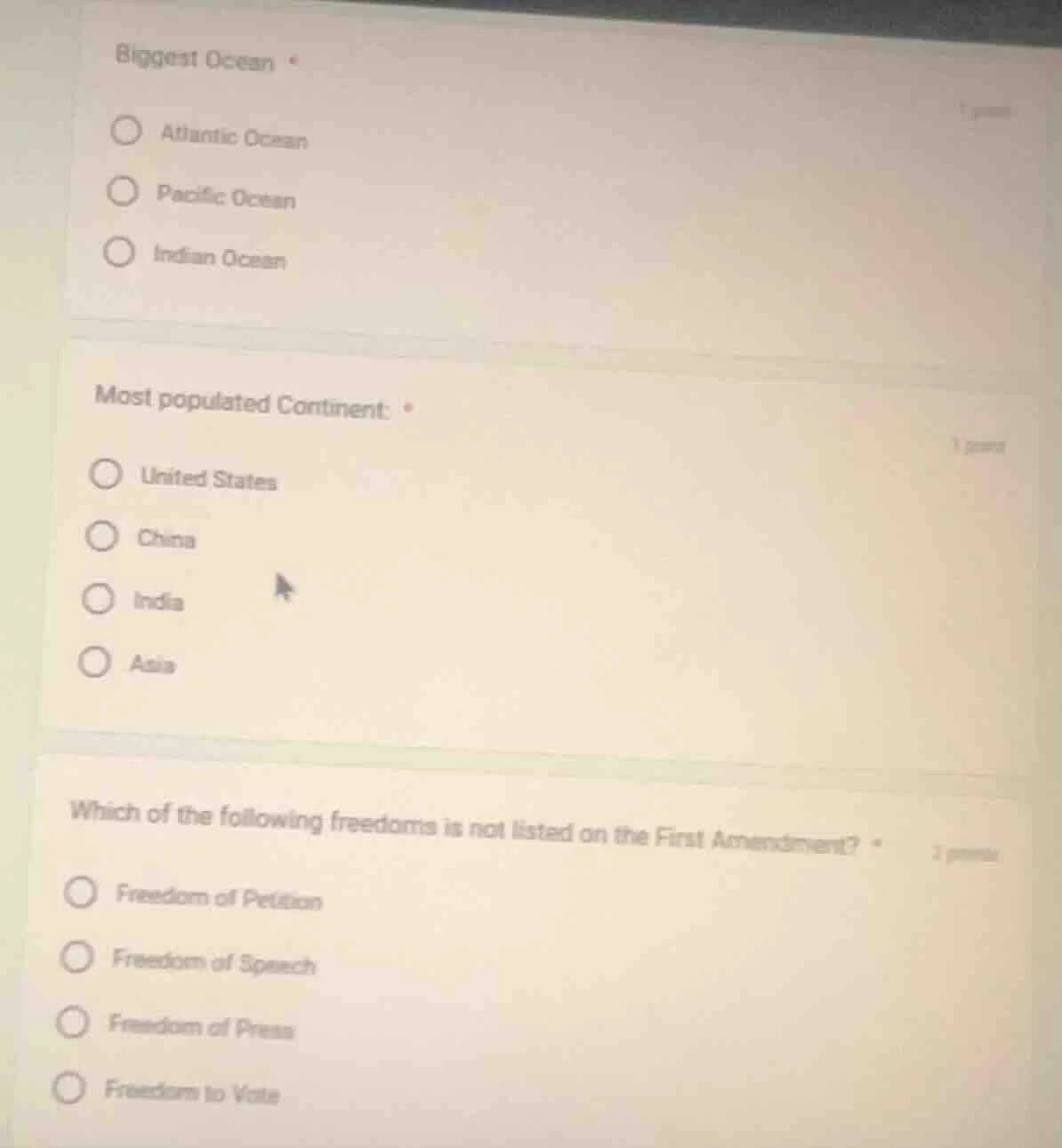 biggest ocean * atlantic ocean pacific ocean indian ocean most populate…