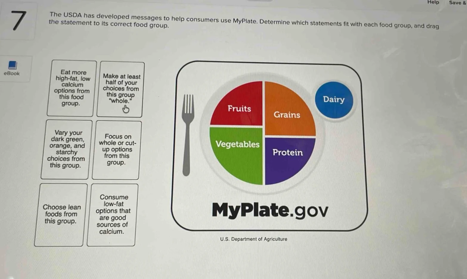 the usda has developed messages to help consumers use myplate. determin…