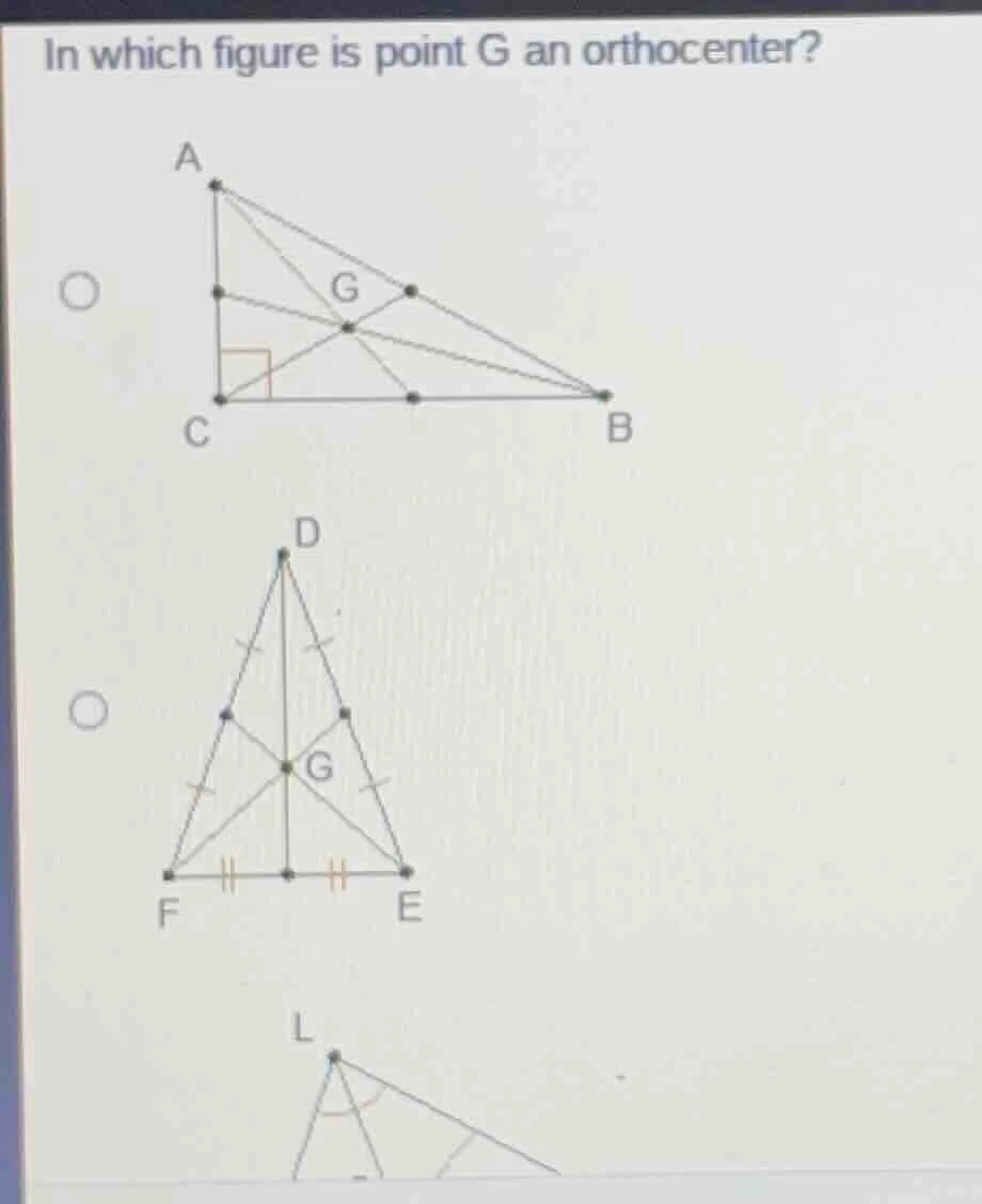 in which figure is point g an orthocenter?