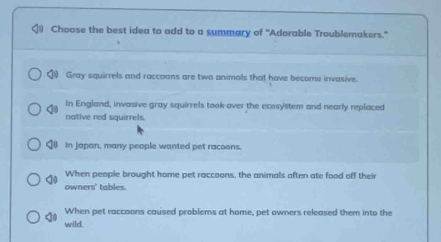 choose the best idea to add to a summary of \adorable troublemakers.\ g…