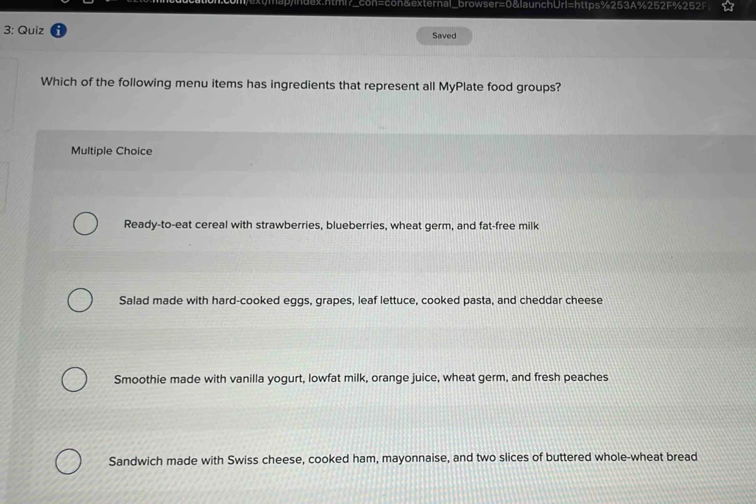 which of the following menu items has ingredients that represent all my…