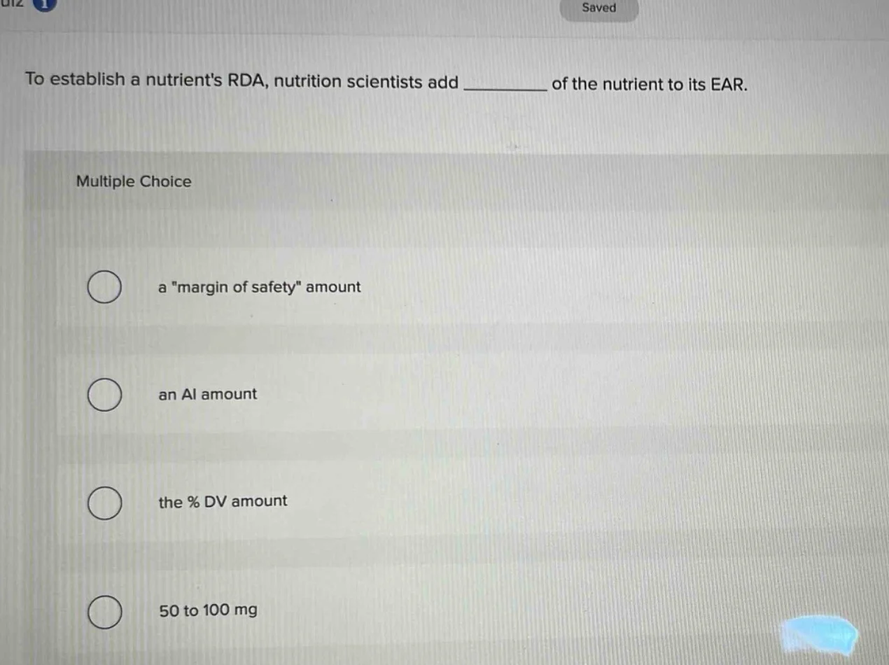 to establish a nutrients rda, nutrition scientists add ______ of the nu…
