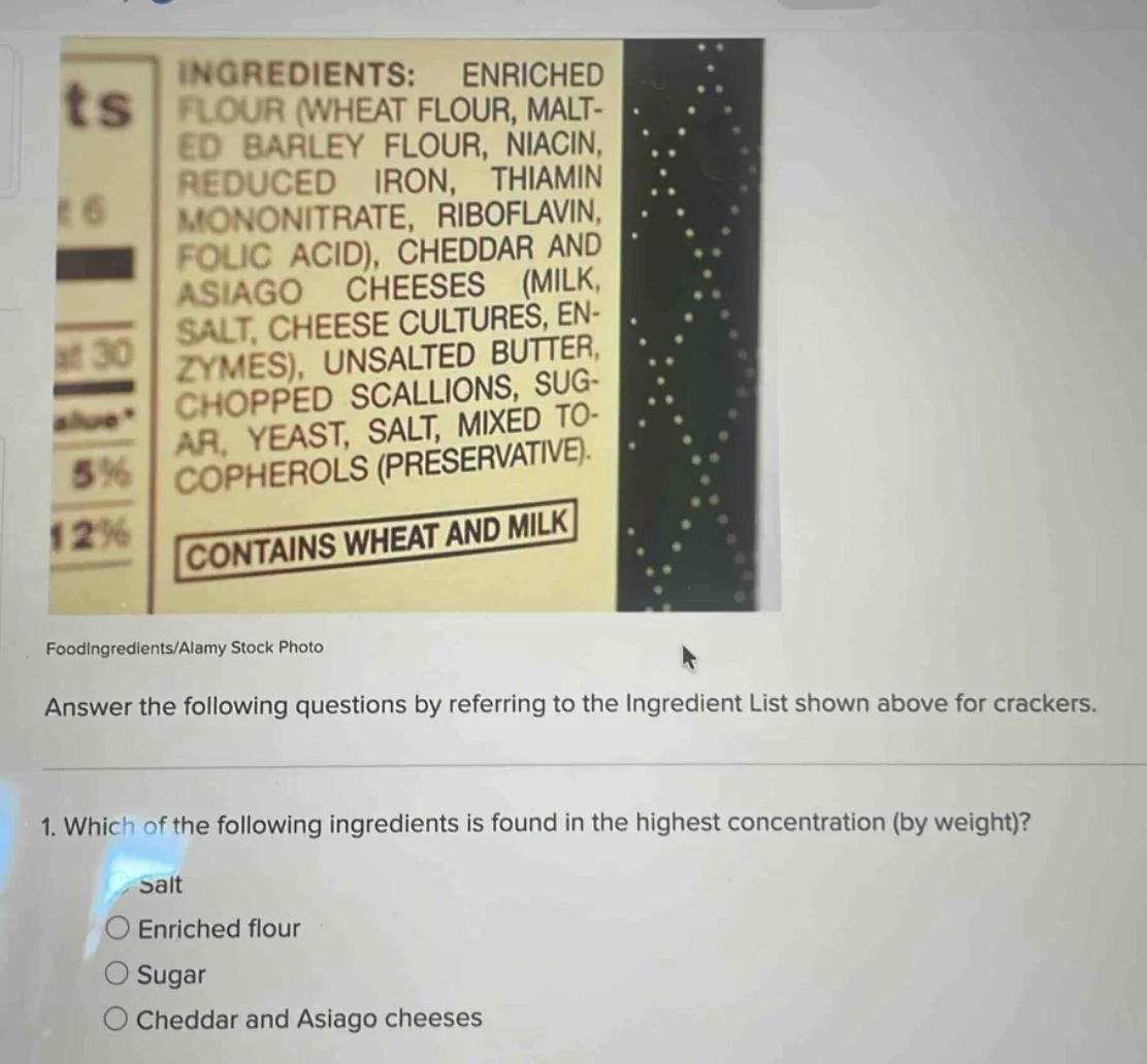 ingredients: enriched flour (wheat flour, malt- ed barley flour, niacin…